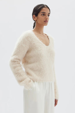 Assembly Label - Hunter Alpaca V Neck Knit, Cream