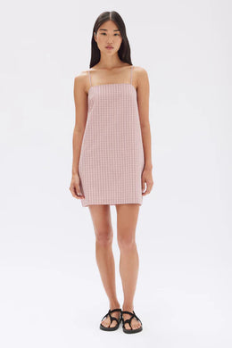 Assembly Label - Emile Seersucker Mini Shift Dress, Pomello Check