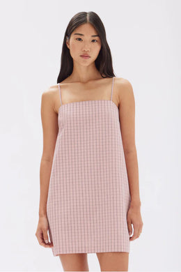 Assembly Label - Emile Seersucker Mini Shift Dress, Pomello Check