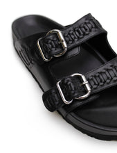 La Tribe - Buckle Sandal, Black Woven/Silver