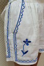 By Frankie - Cin Cin Set, White/Blue Embroidered