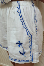 By Frankie - Cin Cin Set, White/Blue Embroidered