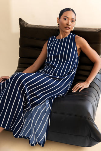 Blak - Finally Here Dress, Navy White Pinstripe