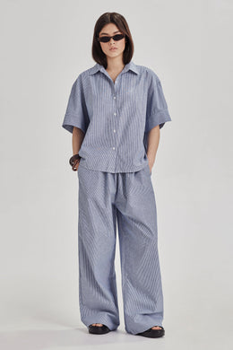 Commoners - Boyfriend Shirt, Blue Pinstripe