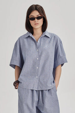 Commoners - Boyfriend Shirt, Blue Pinstripe