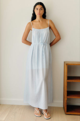 Assembly Label - Cammy Stripe Maxi Dress, Blue Haze / White