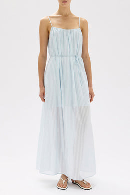 Assembly Label - Cammy Stripe Maxi Dress, Blue Haze / White