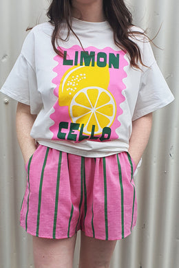 By Frankie - Limoncello T Shirt Set, Pink/ Green Stripe