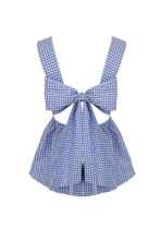 Ruby - Margie Tie Back Top, Cobalt Gingham