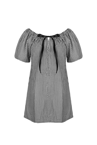 Ruby - Flory Mini Dress, Black Gingham