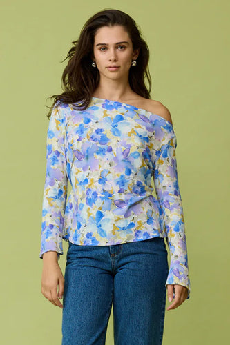 Ruby - Andie Long Sleeve Blouse, Blueberry Floral