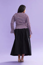 Ruby - Sky Shirred Long Sleeve Top, Blue Wine Gingham
