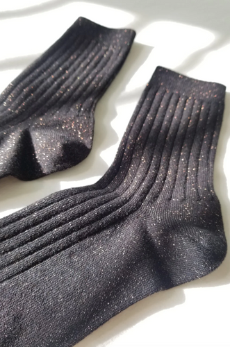 Le Bon Shoppe - Her Socks Lurex, Black Copper Glitter