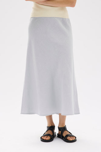 Assembly Label - Stella Linen Bias Skirt, Blue Haze