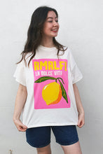 By Frankie - Amalfi Lemon T Shirt, White/ Pink