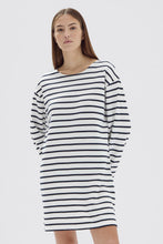 Assembly Label - Bateau Long Sleeve Tee Dress, True Navy/White