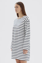 Assembly Label - Bateau Long Sleeve Tee Dress, True Navy/White