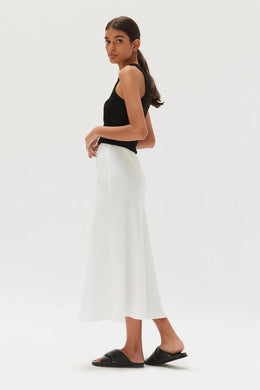 Assembly Label - Stella Linen Bias Skirt, White