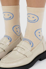 Baggu - Crew Sock, Ecru Periwinkle Happy