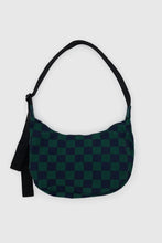 Baggu - Medium Nylon Crescent Bag, Navy Green Check