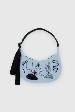 Baggu - Small Nylon Crescent Bag, Embroidered Ballet Icons