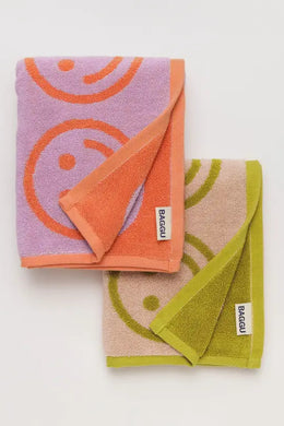 Baggu - Hand Towel Set Of 2, Happy Lilac Ochre