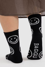 Baggu - Crew Sock, Black Happy