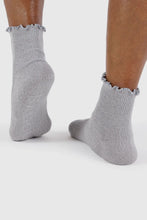 Baggu - Lettuce Edge Sock Set of 2, Heather Grey /  Black