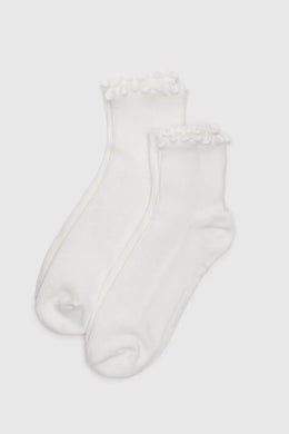 Baggu - Lettuce Edge Sock Set of 2, White