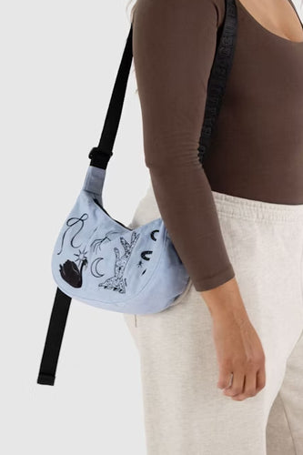 Baggu - Small Nylon Crescent Bag, Embroidered Ballet Icons