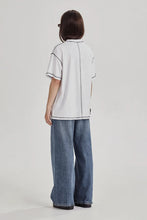 Commoners - Womens Boy Tee, White w/ Stormy Topstitch