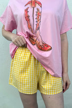 By Frankie - Cowboy Boot T Shirt Set, Pink/Yellow Gingham