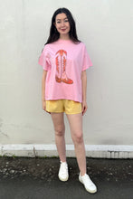 By Frankie - Cowboy Boot T Shirt Set, Pink/Yellow Gingham