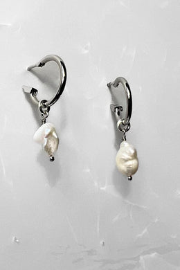 Crushes - Baby Pearl Hoops, Silver