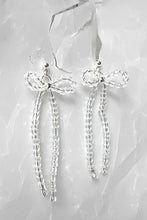 Crushes - Beaded Bow Earrings, Clear