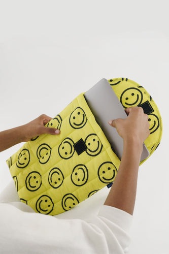 Baggu - Puffy Laptop Sleeve 13”, Yellow Happy