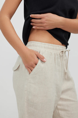 Humidity - Lido 3/4 Linen Pant, Natural