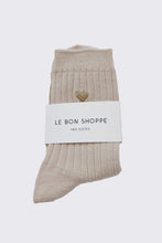 Le Bon Shoppe - Embroidered Her Socks MC Cotton, Porcelain/ Gold Heart