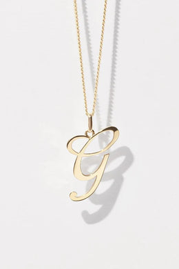 Meadowlark - Cursive Letter Charm Necklace, 23K Gold Plated