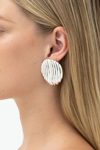 Nina Gordon - Large Paloma Dome Earrings, Silver