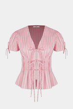 Ruby - Simona Blouse, Pink Red Stripe