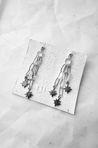 Crushes - Star Chain Earrings, Silver