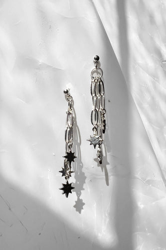 Crushes - Star Chain Earrings, Silver