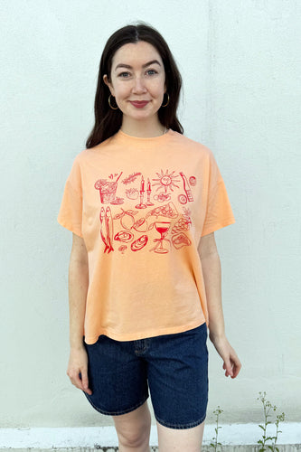 By Frankie - The Med T Shirt, Peach/Red