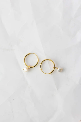 Crushes - Baby Pearl Hoops, Gold