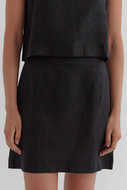 Assembly Label - Lucie Linen Skirt, Black